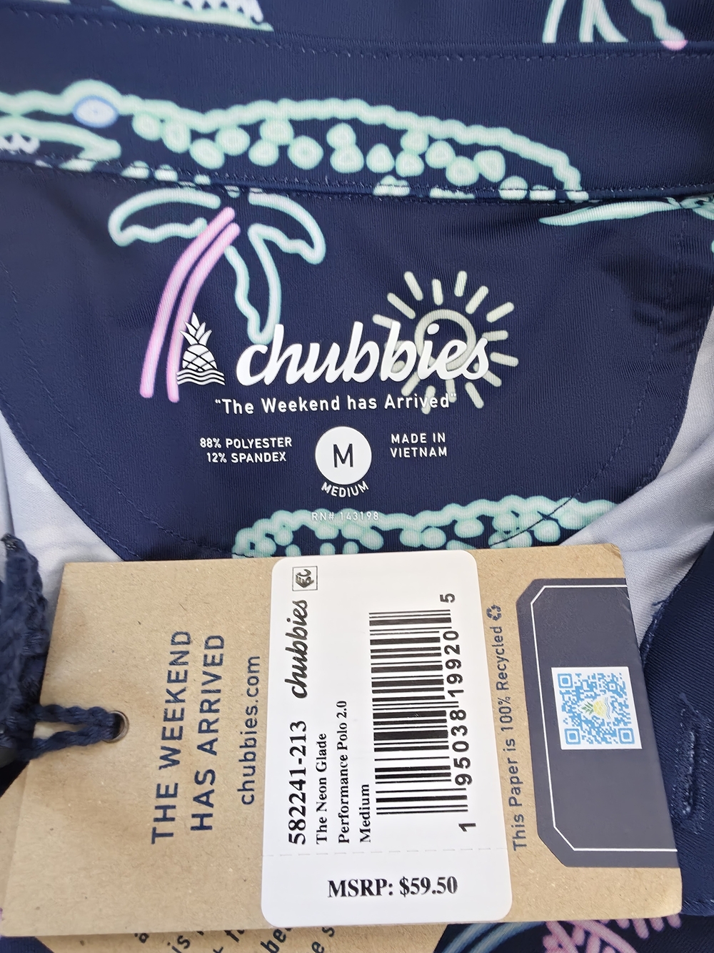 NWT Chubbies "The Neon Glade" Performance Polo 2.0 - Men's Size Medium - Picture 4 of 5